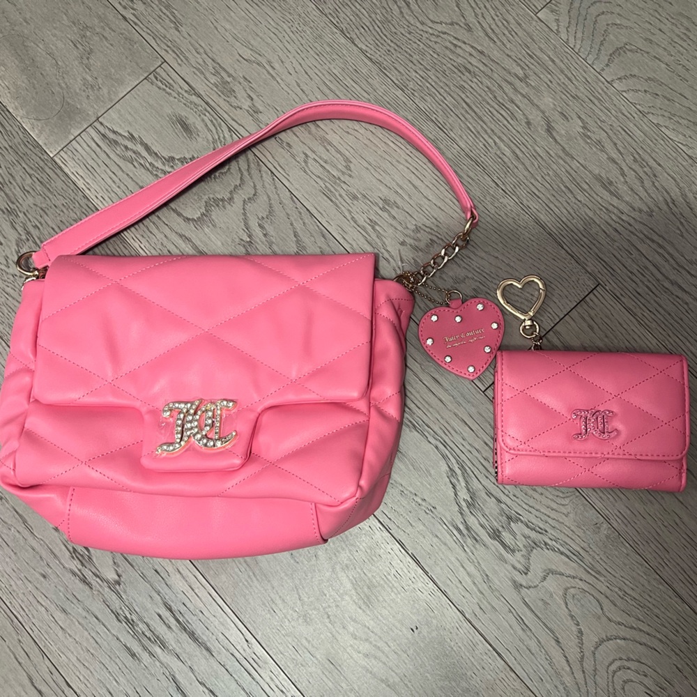 Pink Juicy couture mini bag set with wallet